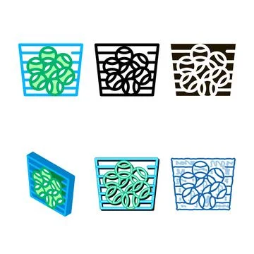 Basket with balls icon vector outline designs Stock Illustration