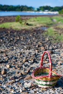 Basket on Beach Stock Photos