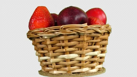 Basket with berries and vegetables (alpha channel) Video stock 235828486