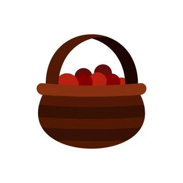 Basket of berries icon, flat style Stock Illustration