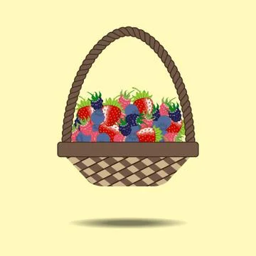 Basket with berries Stock Illustration