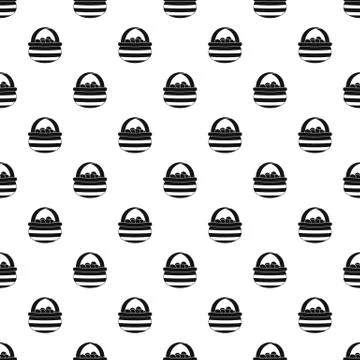 Basket of berries pattern, simple style Stock Illustration