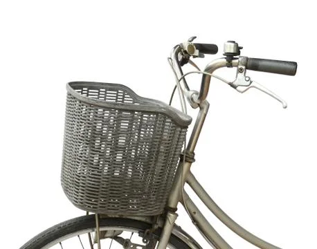 Basket on bicycle Stock Photos