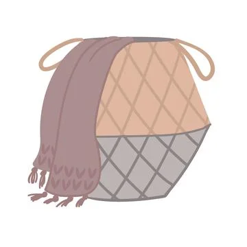 Basket with a blanket. Stock Illustration