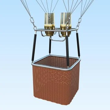Basket on blue sky background, together with the burner. 3d rendering Stock Illustration