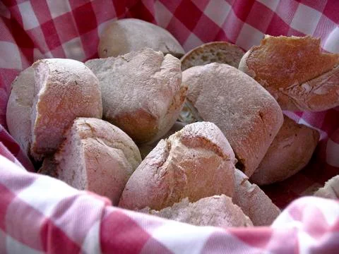 Basket with bread Stock Photos