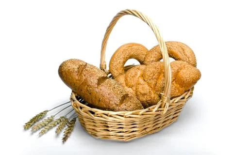 Basket with bread Foto stock