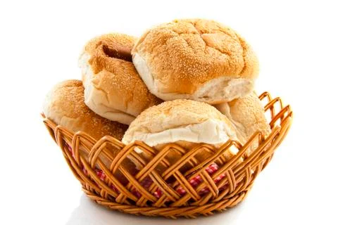 Basket with bread Stock Photos