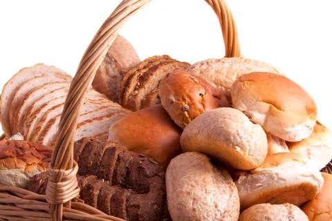 Basket with bread Stock Photos