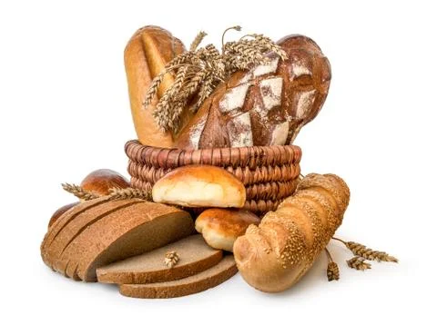 Basket of bread Stock Photos