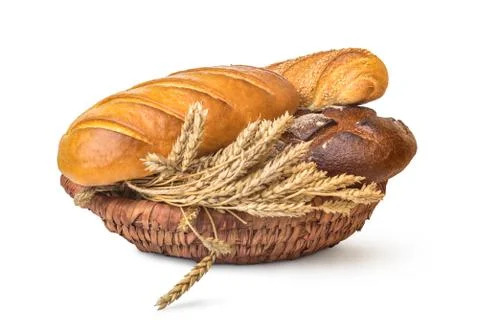 Basket with bread Stock Photos