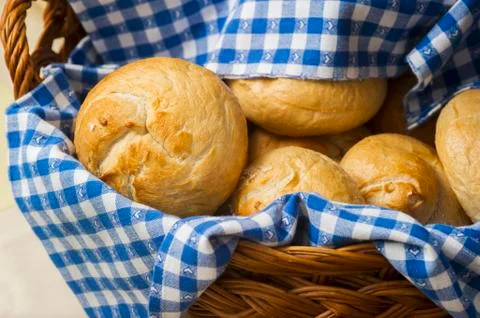 A basket of bread rolls Stock Photos