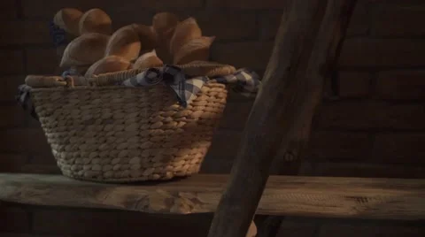 Basket of Bread in the Sun Stock Footage 65255936