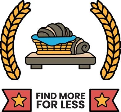 A basket of bread is on a wooden table Stock Illustration