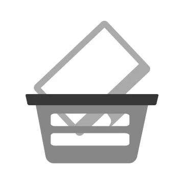 Basket buying online computer screen wireless gray color Stock Illustration