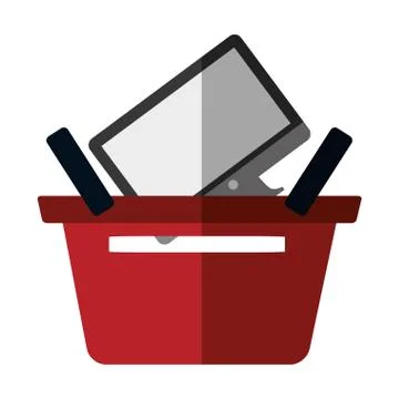 Basket buying online computer screen wireless color shadow Stock-Illustration