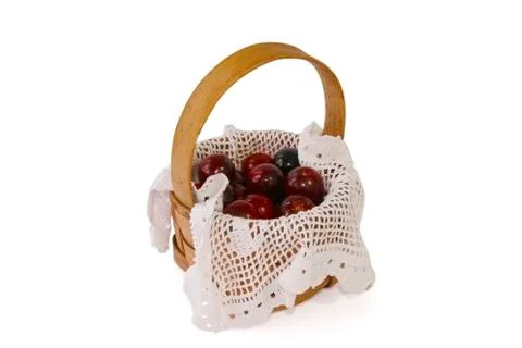 Basket with cherries Stock Photos