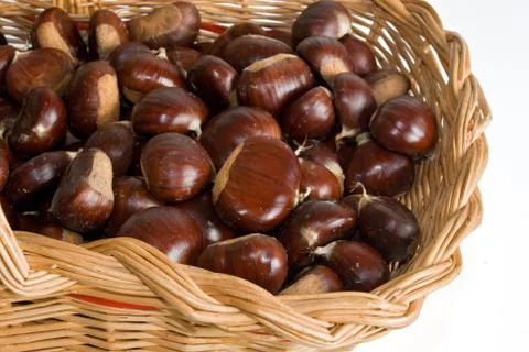 Basket with chestnuts Stock Photos