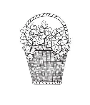 Basket with clovers Stock Illustration