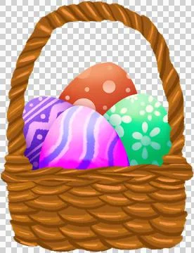 Basket with Colorful Easter Eggs Stock Illustration