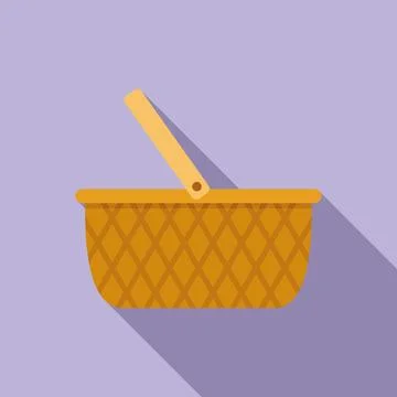 Basket container icon flat vector. Picnic wicker Illustration