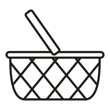 Basket container icon outline vector. Picnic wicker Stock Illustration