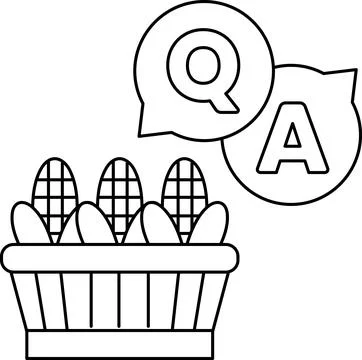 A basket of corn is shown with a question mark and an A above it Stock Illustration