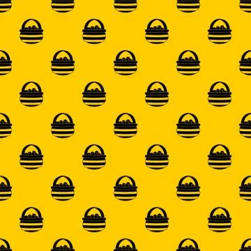 Basket with cranberries pattern Stock Illustration