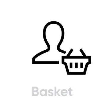 Basket customer icon. Editable line vector. Stock Illustration