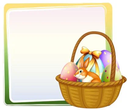 A basket of Easter egg with a bunny Stock Illustration
