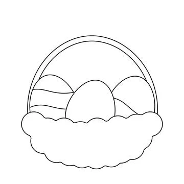 Basket with Easter eggs in black and white Stock Illustration