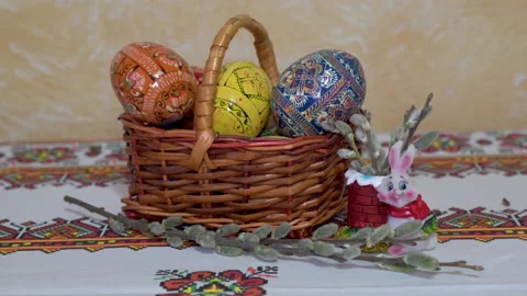 Basket with easter eggs Stock Footage 172060668