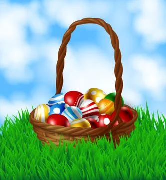 Basket with easter eggs Stock Illustration