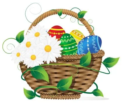 Basket with Easter eggs Stock Illustration