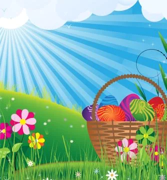 Basket with Easter eggs Stock Illustration