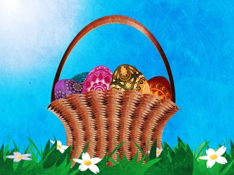 Basket with easter eggs Stock Illustration