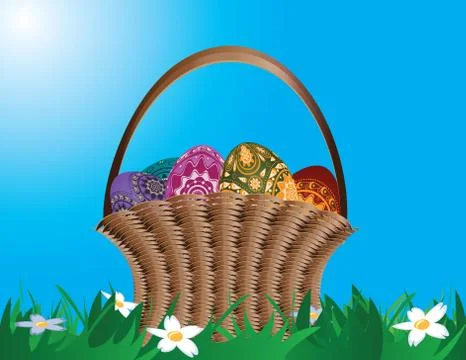Basket with easter eggs Stock Illustration