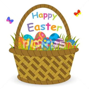 Basket with easter eggs Illustrazione stock