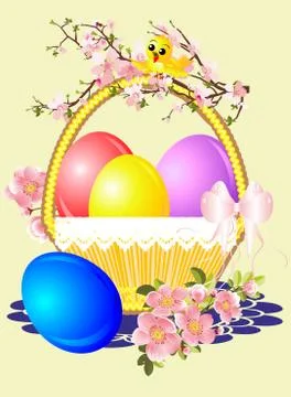 Basket with easter eggs Stock Illustration