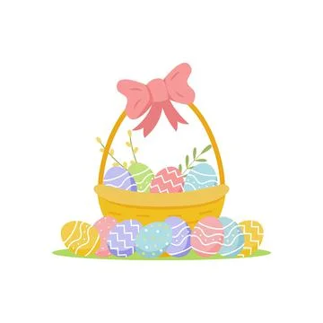 Basket with easter eggs Stock Illustration