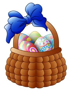 Basket with easter eggs isolated on white background Stock Illustration