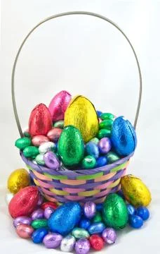 Basket of easter eggs Stock Photos