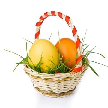 Basket with easter eggs Foto stock