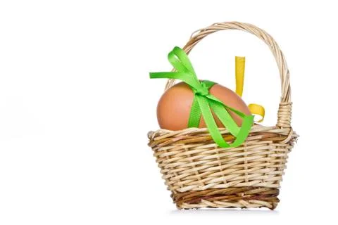 Basket with easter eggs Stock Photos