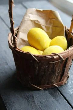Basket with Easter eggs Stock Photos