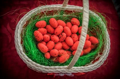A Basket with Easter Eggs Foto stock