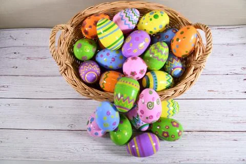 Basket of Easter Eggs Stock Photos