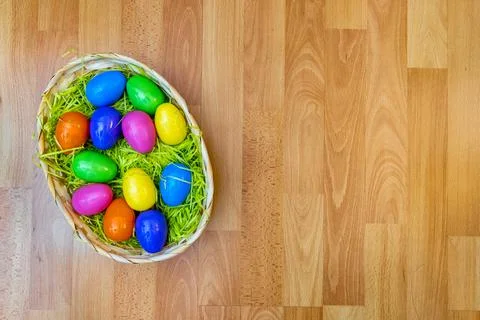 Basket of easter eggs Stock Photos