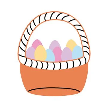 Basket with eater eggs Illustration