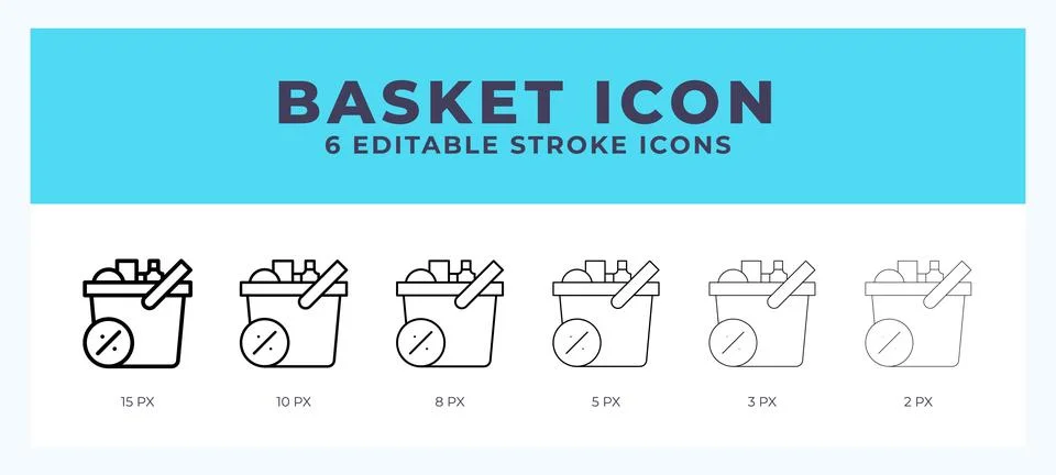 Basket editable line icon. Vector illustration with different stroke. Stock Illustration
